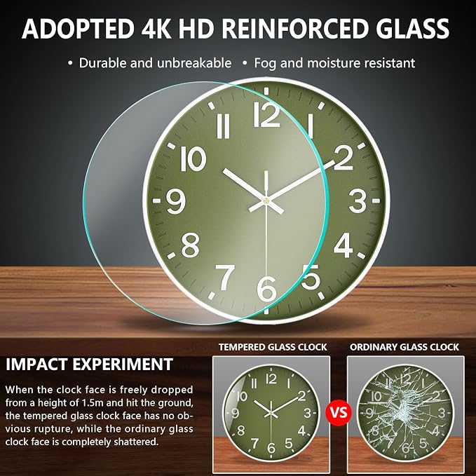 Wall Clocks Battery Operated, 12 Inch Non Ticking Wall Clock, Silent Analog - Image 5