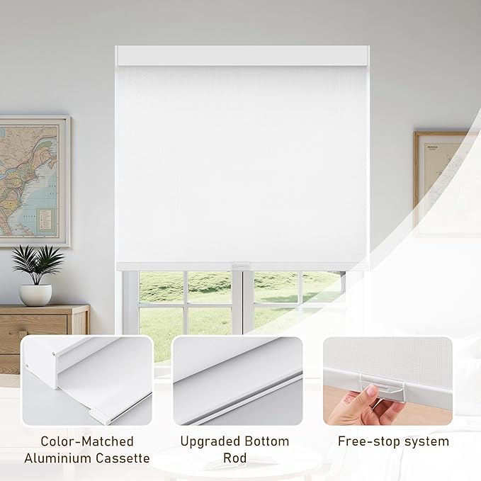 AOSKY Custom Linen Roller Blinds Shades - Image 3