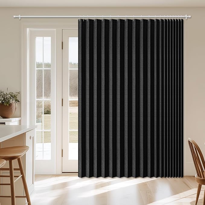 AJAZZ Blackout Accordion Door Curtain 98"x84" Black by AJAZZ