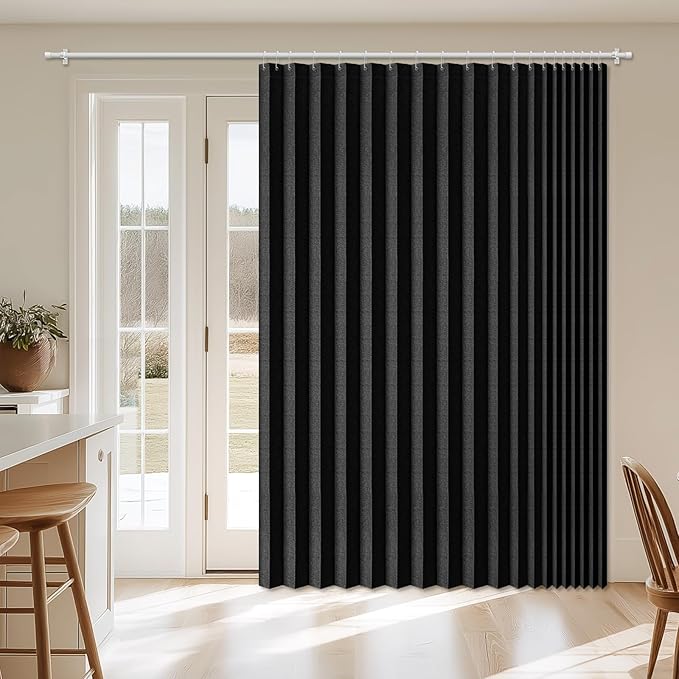 AJAZZ Blackout Accordion Door Curtain 98"x106" Black by AJAZZ