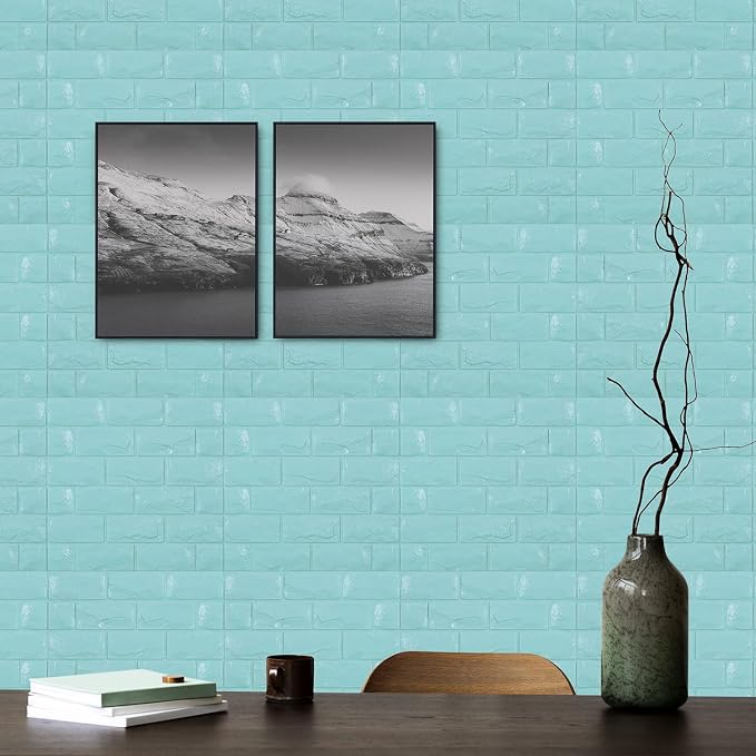 30PCS 3D Wall Panels Peel and Stick Faux Brick Wallpaper Blue Self Adhesive - Image 3