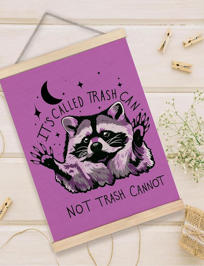 Foritho Funny Motivational Raccoon Meme Poster Wall Art Framed - Image 5