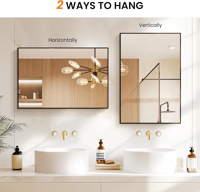 TRAHOME Bathroom Vanity Mirror for Wall, HD Shatterproof Glass, Hangs - Image 7