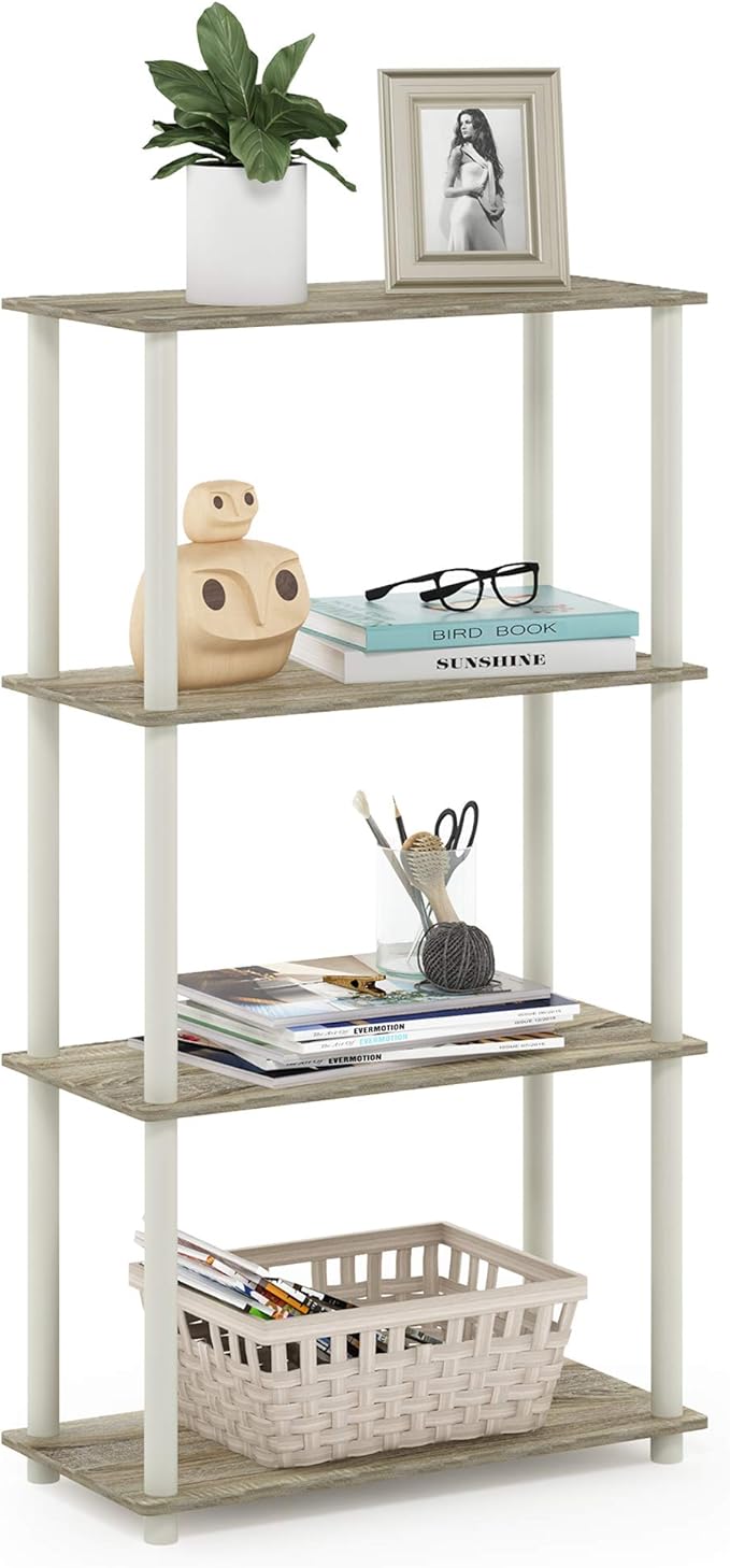 Furinno Turn-N-Tube 4-Tier Multipurpose Shelf Display Rack, Round Tubes by Furinno-FitsYourSpaceFitsYourBudget