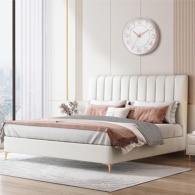 HZDHCLH Modern Wall Clocks Battery Operated, 10 inch White and Rosegold Clock - Image 3