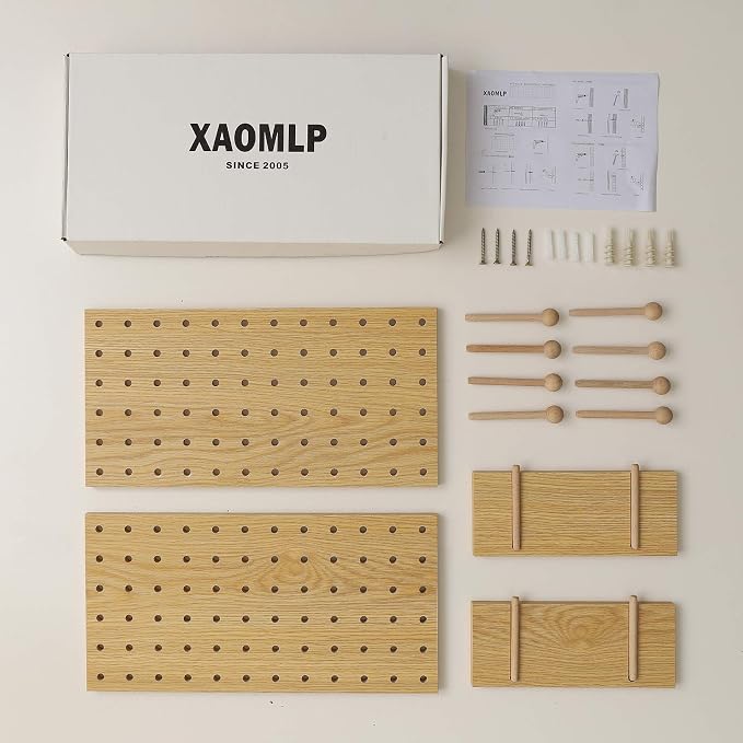 Wooden Pegboard Modular Display Organization Storage Wall Hooks Shelf - Image 8