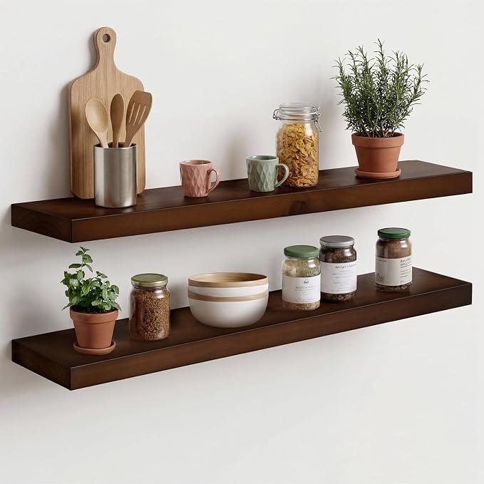 Homeforia 30inch Walnut Floating Shelves by Homeforia