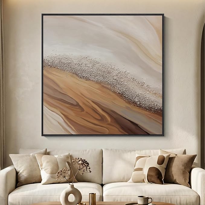 Extra Large Framed Neutral Abstract Wall Art by Cuspin