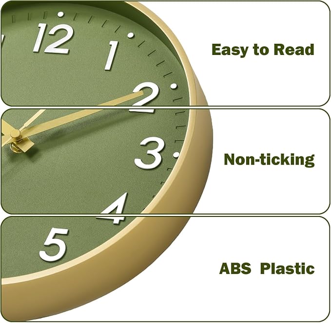 Mosewa Wall Clock 10 Inch, Battery Operated Silent Non-Ticking Modern Analog - Image 7