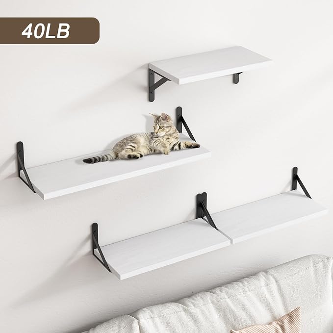 YGEOMER White Floating Shelves for Wall, Different Sizes Rustic Wall Shelves - Image 5