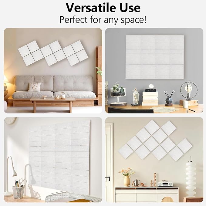 Acoustic Felt Bulletin Board Tiles Self-Adhesive Sound Absorbing Wall Panels - Image 7