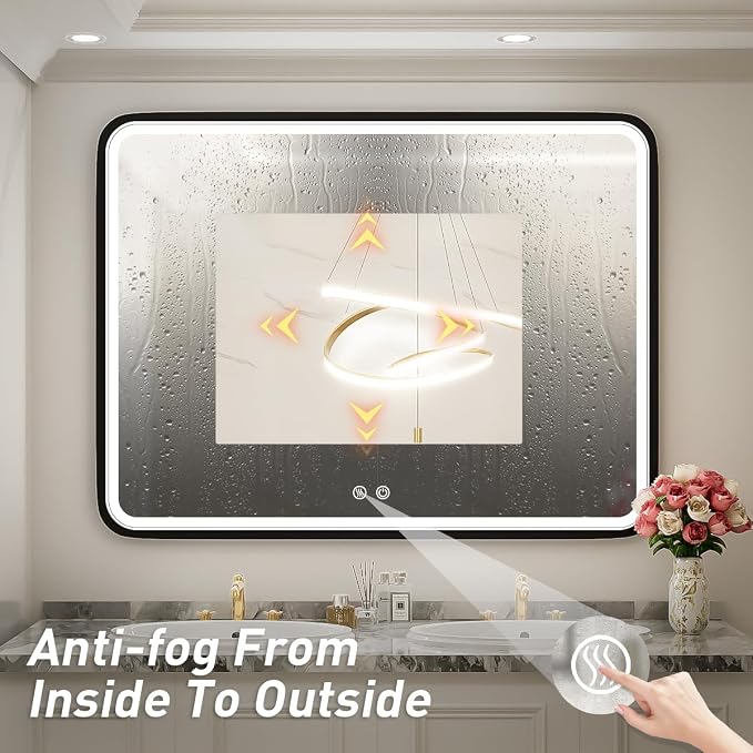 40X30 Inch Black Bathroom Mirror - Image 6