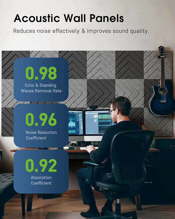 Sound Proof Foam Panels for Walls, 18 Pack Self-Adhesive Acoustic Panels - Image 3