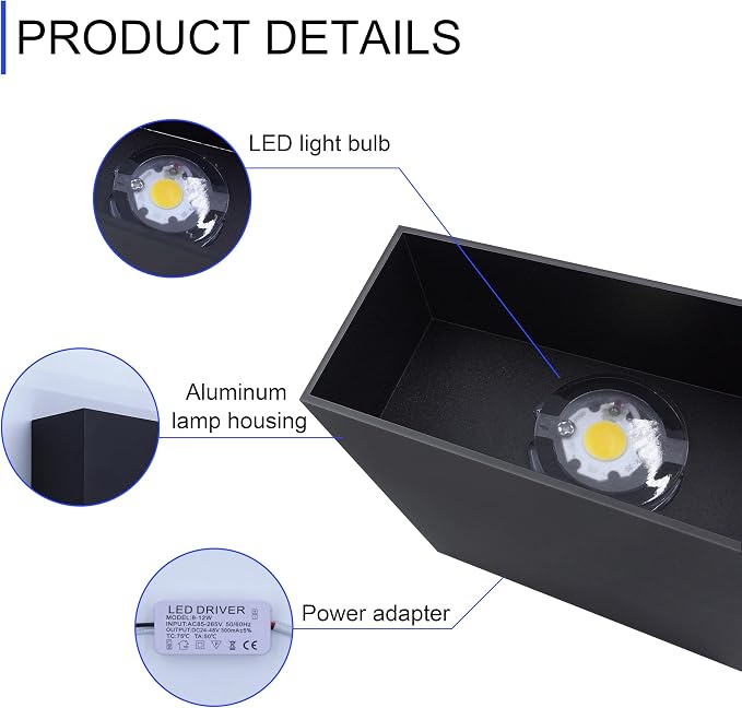 KICAAO LED Wall Sconces 4 Pack, 12W Modern Wall Lamp, Hardwired Aluminum Wall - Image 5