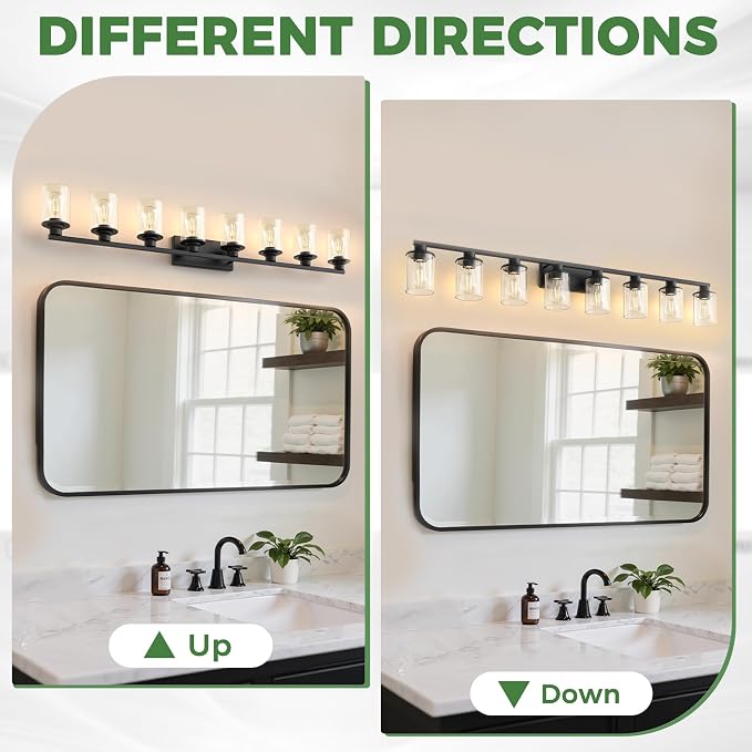 DORESshop 55 Inch Bathroom Light Fixtures, 8-Light Black Bathroom Lighting - Image 7