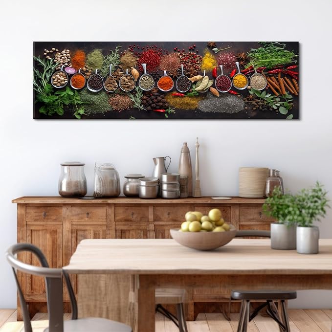 Large Colorful Kitchen Wall Art Spices Herb Food Picture - Image 2