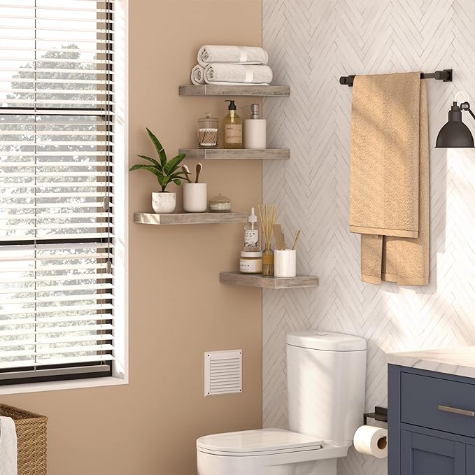 HOOBRO Floating Shelves for Wall, Wall Mounted Shelf Set of 2, 15.7" Hanging - Image 2