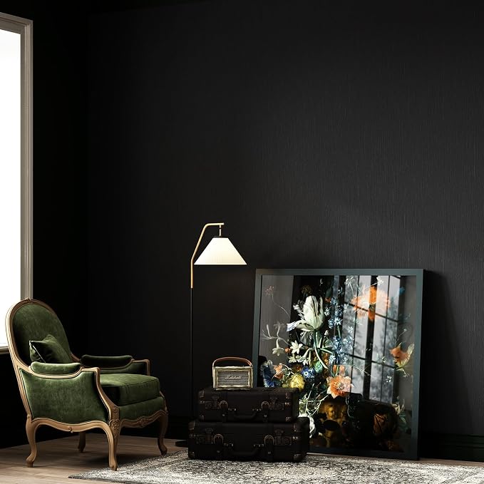 FUKU MON 23.6" X 393" Black Wallpaper Peel and Stick Contact Paper Solid - Image 8