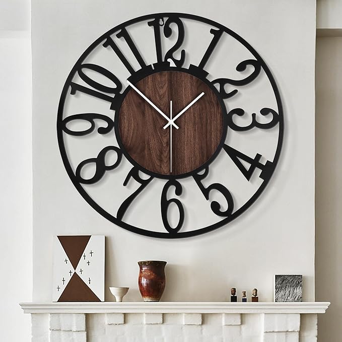 LEIKE Large Wall Clocks for Living Room, Non Ticking, Battery Operated by LEIKEWALLCLOCK