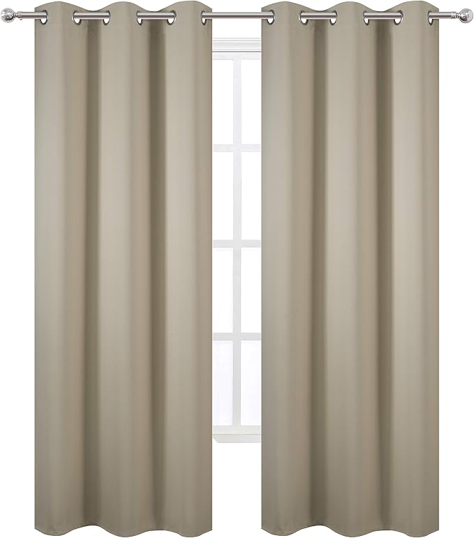 LEMOMO Beige Thermal Blackout Curtains/38 x 84 Inch/Set of 2 Panels Room - Image 2