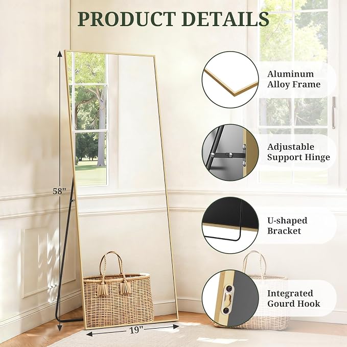 Mirror Full Length 58"x19" Full Body Floor Mirror - Image 4