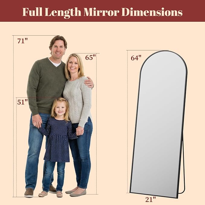 Suidia 65"x22" Arched Full Length Mirror - Image 4