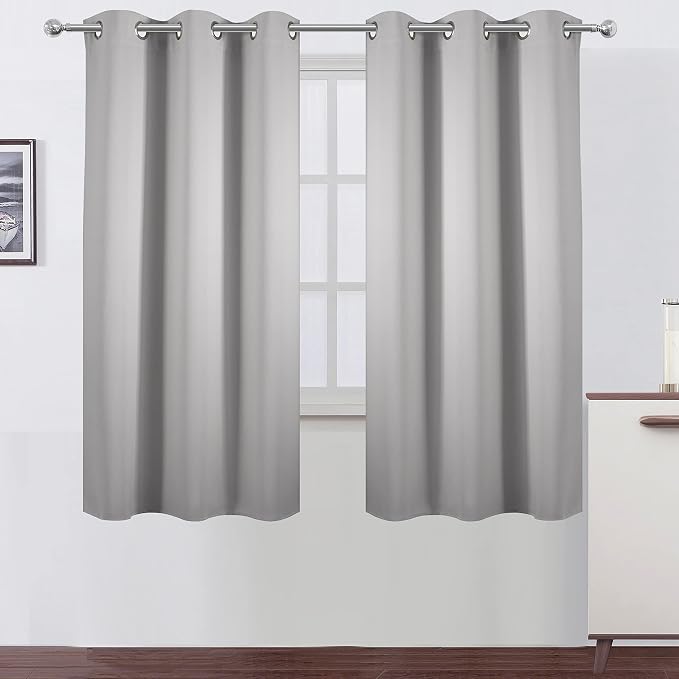 LEMOMO Light Grey Blackout Curtains 34 x 63 Inch Length/Set of 2 Curtain by Lemomo