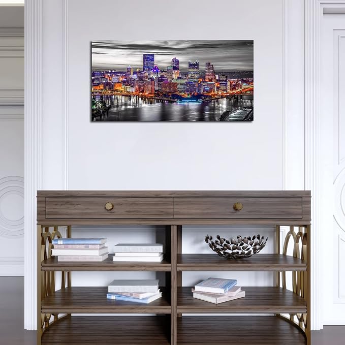 Pittsburgh Wall Art Living Room Decorations Black and White City Skyline - Image 6