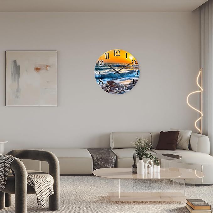 Blue Wall Clocks Battery Operated 14 Inch Beach Wall Clock - Image 4