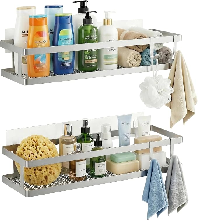 PUSDON 2-Pack 16.5" Extra Long Slim Shower Caddy, Adhesive Wall Mount Bathroom - Image 8
