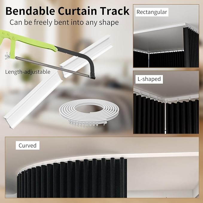 Room Divider Blackout Curtains Extra Wide Ceiling Mounted Curtains Track Sets - Image 2