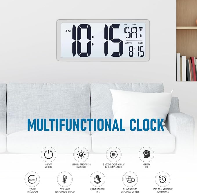 TXL 18.44" Large Digital Wall Clock - Image 2