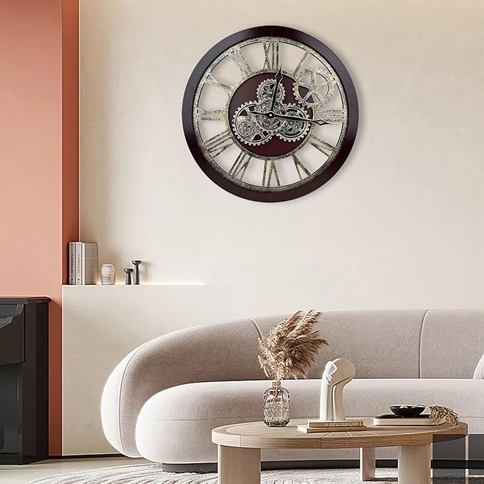 The B-Style Large Wall Clock 24 inch Moving Gear Wall Clock Oversized Vintage - Image 6