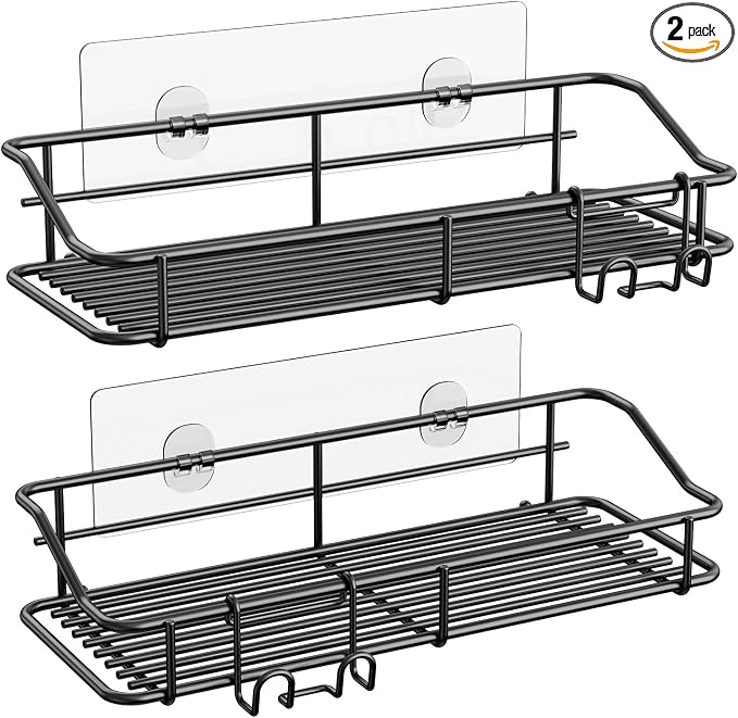 Nieifi Shower Caddy Shelf with Hooks Storage Rack Organizer Adhesive Stainless by Nieifi