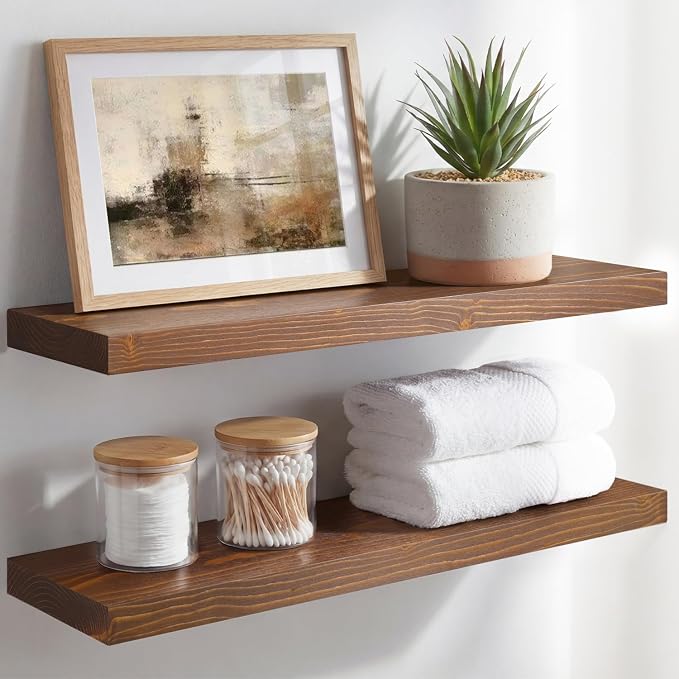 Homeforia Classic Walnut 24 inch Floating Shelf, High End Solid Real Wood Small by Homeforia