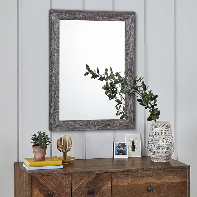 AAZZKANG Wall Mirror with Rectangle Wood Frame Large 20"x16" Rustic Decorative - Image 3