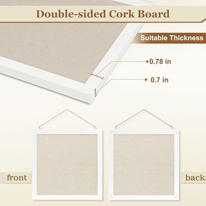 Double-Sided Cork Board with Linen, Picture Display Vision Board Kit Corkboards - Image 3