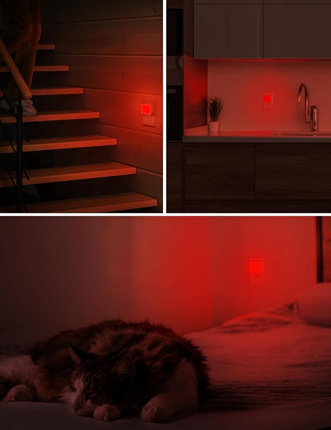L LOHAS LED Red Night Lights Plug into Wall 2-Pack, 0.3W Plug in Night Light - Image 5
