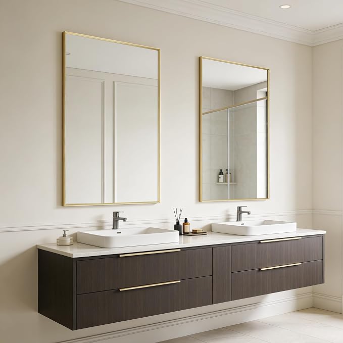 BOMINICA Brushed Gold Bathroom Mirror - Image 9