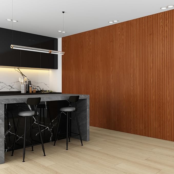 8-Pack WPC Wall Panels 118’’ x 6.3’’ 3D Slat Wall Panel Acoustic Wall Paneling - Image 5