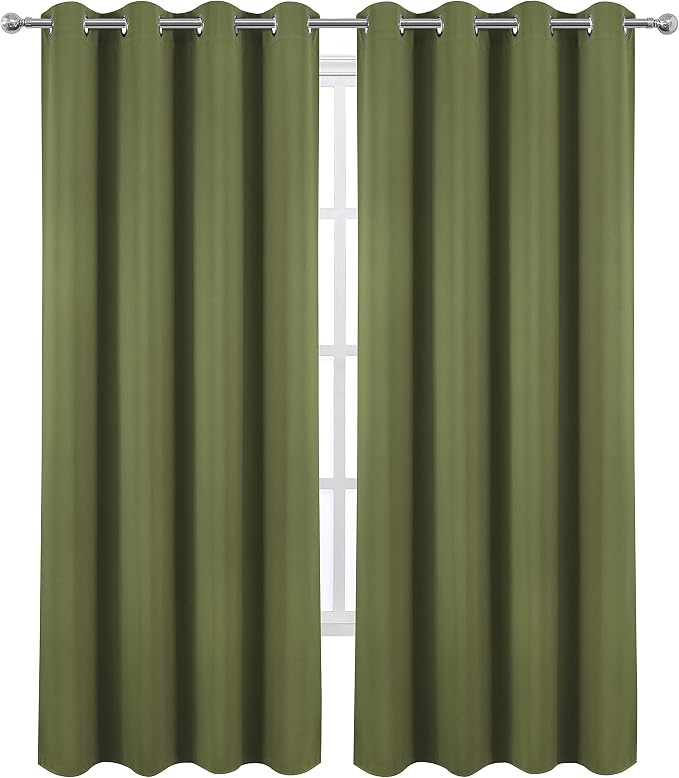 LEMOMO Blackout Curtains 66 x 95 inch/Olive Green Curtains Set of 2 - Image 2