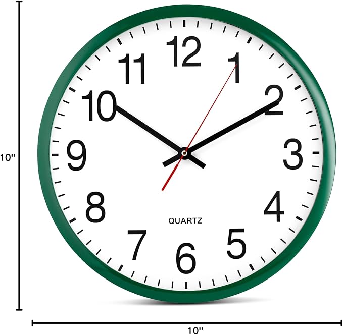 Bernhard Products Hunter Green Wall Clock, Silent Non Ticking - Image 2