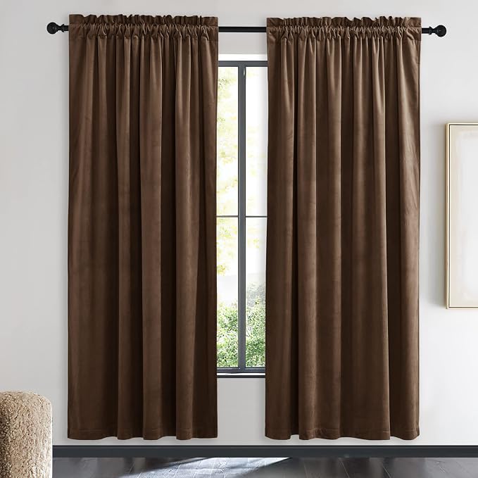 NICETOWN Thermal Insulated Brown Velvet Curtains, Sound Reducing Heavy Matt by NICETOWN