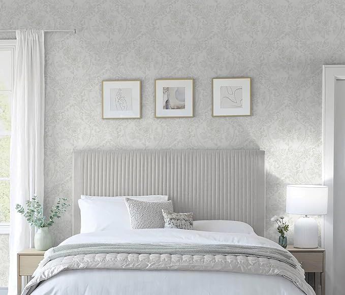 Ismoon Floral Peel and Stick Wallpaper Grey Contact Paper Boho Watercolor - Image 7