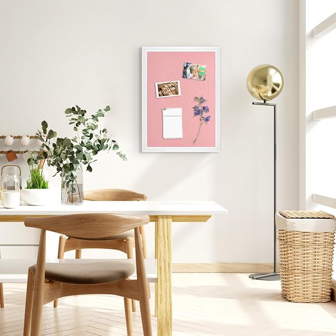 Large Pink Cork Board with Linen, Picture Display Vision Board Corkboards - Image 7
