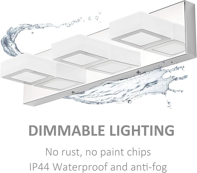 Ralbay Dimmable LED Vanity Light Modern 3 Light Acrylic Stainless Steel - Image 8