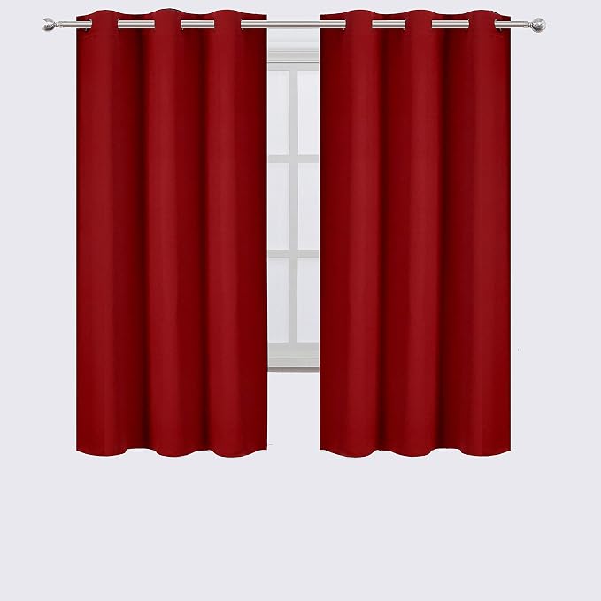 LEMOMO Red Bedroom Blackout Curtains/38 x 63 Inch Long/Set of 2 Curtain - Image 2