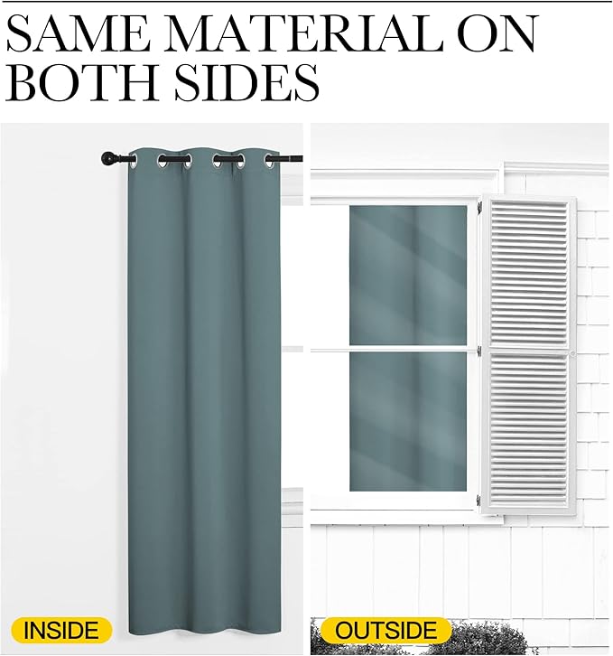 NICETOWN Greyish Blue Curtains for Sliding Glass Door, 84 inch Long, Grommet - Image 5