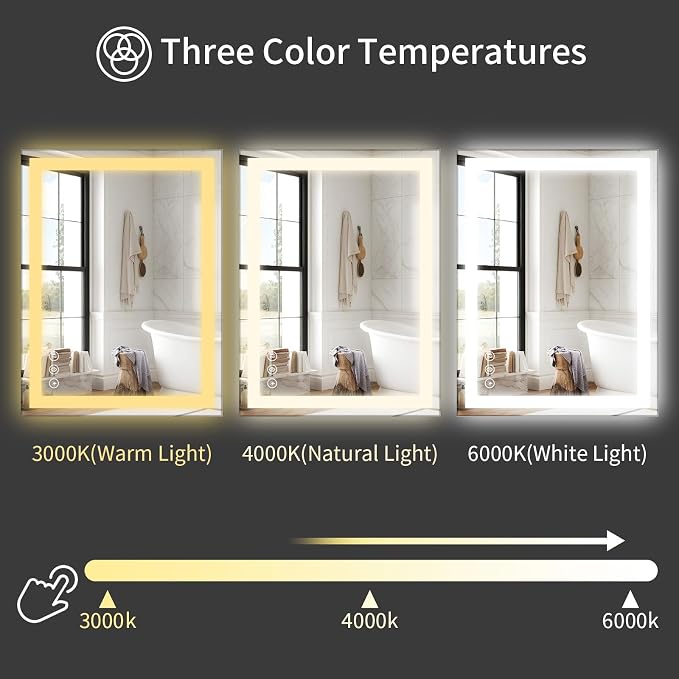 Koonmi 48"x36" LED Mirror for Bathroom, 90CRI Anti-Fog Vanity Mirror - Image 5