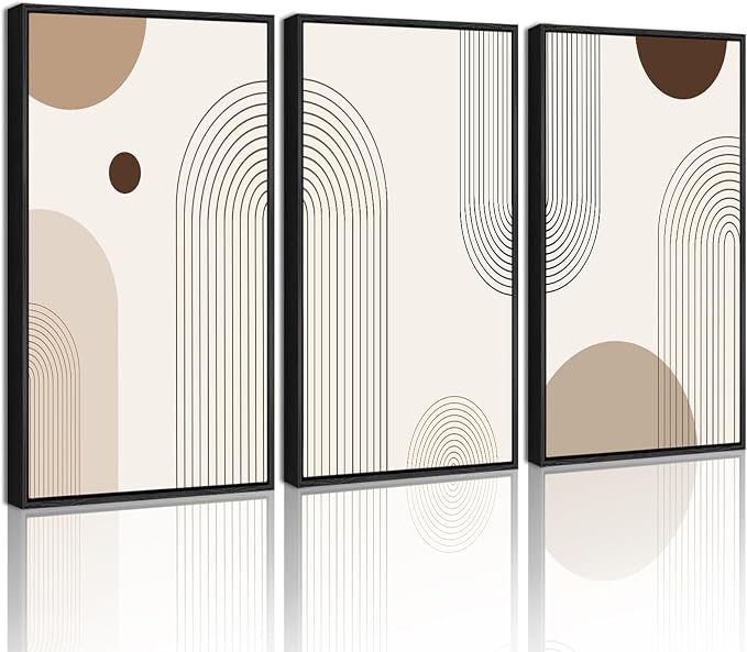 PHOPAGO Boho Wall Art Minimalist Bohemain Framed Wall Printing 16x24in Abstract by PHOPAGO